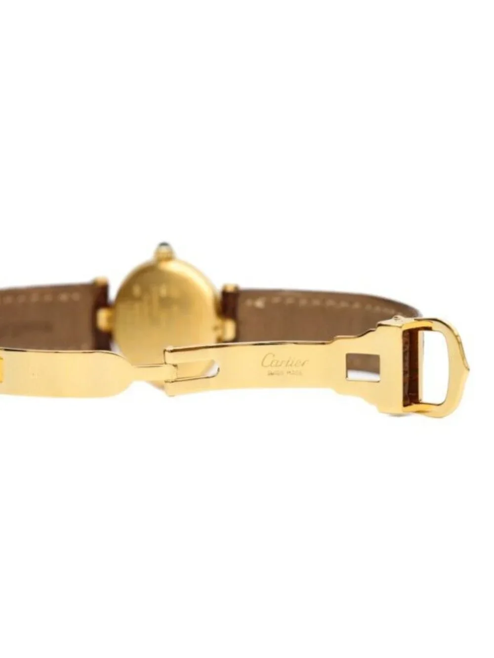 Cartier 925 Must Vende Mevermeil SM Side Trinity Dial Quartz Leather